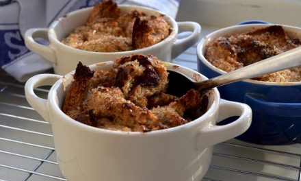 Dark chocolate and marmalade bread and butter pudding